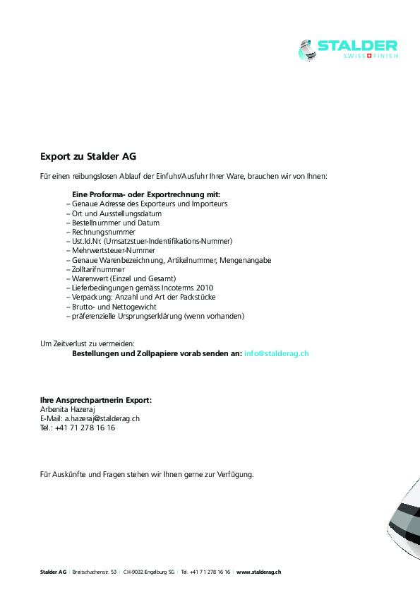Export Stalder AG DE