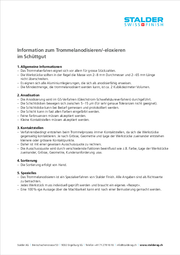 Information Anodisieren Stalder AG DE